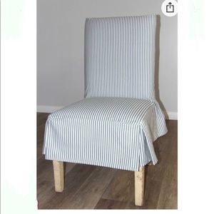 Ticking Stripe Short Box Cushion Dining Chair Slipcovers- Set of 2